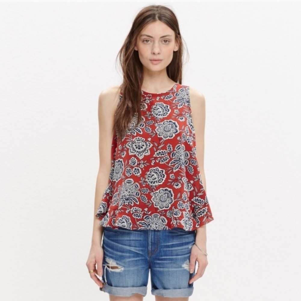 Madewell Silk Bow-back Tank Top In Italian Floral